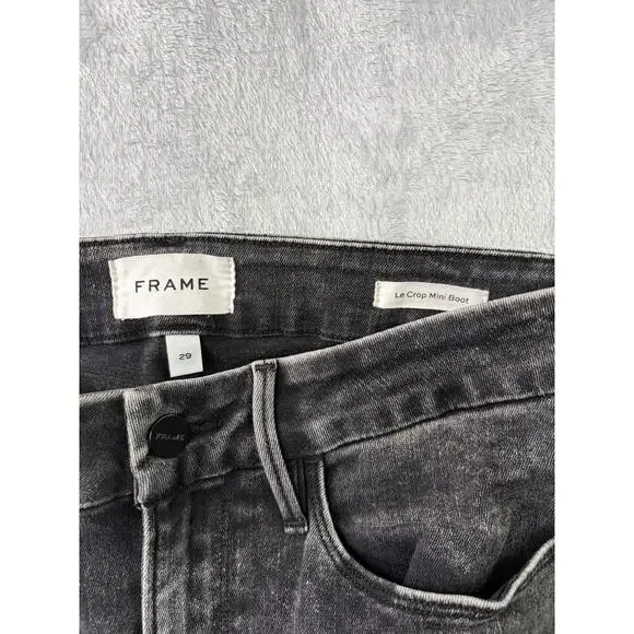 FRAME Le Crop Mini Boot Jeans – Faded Black – Frayed Hem – Size 29 - Picture 5 of 6